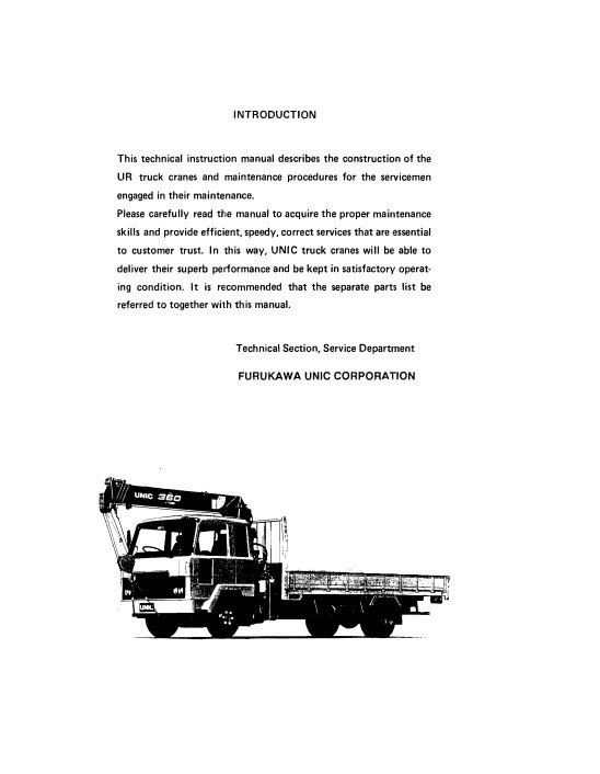 Furukawa Hydraulic Crane UR Series Workshop Manual - Image 4