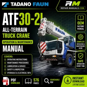Tadano Faun ATF30-2L Truck Crane manual cover displaying operational guidelines and maintenance instructions