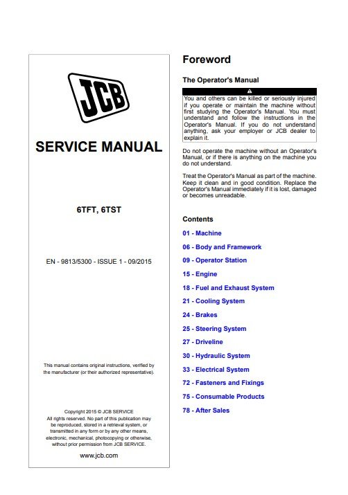 JCB 6TFT, JCB 6TST Dumper Service Repair Manual - Image 2