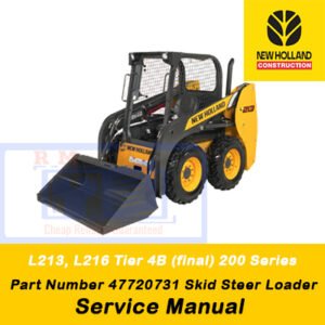 New Holland L213 and L216 skid steer loader service manual, showcasing detailed diagrams and maintenance instructions