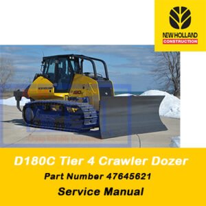 New Holland D180C Dozer service manual cover featuring the model name and technical illustrations