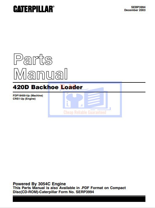 Caterpillar 420D Backhoe Loader Parts Manual - Image 2