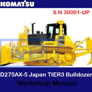 Cover of the Komatsu D275AX-5 Bulldozer workshop manual, showcasing diagrams and operational guidelines for maintenance