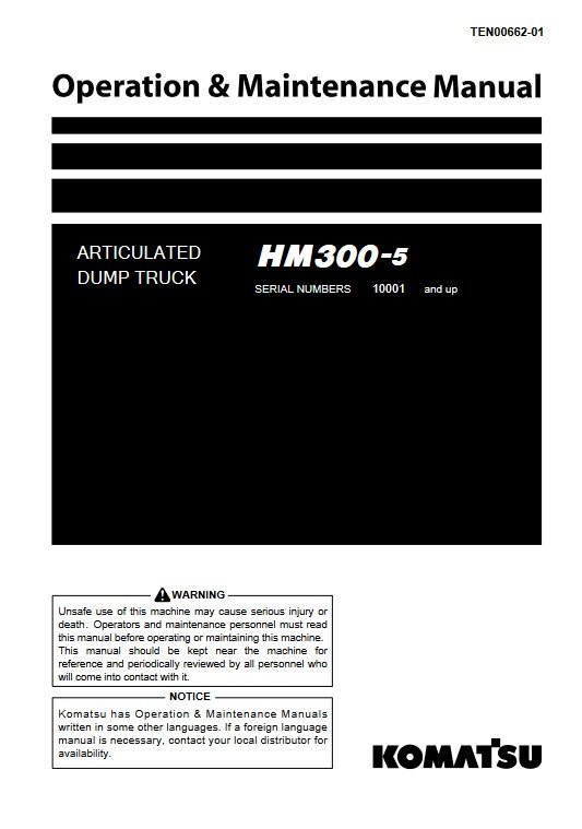 Komatsu HM300-5 Japan Dump Truck Operation and Maintenance Manual - Image 2