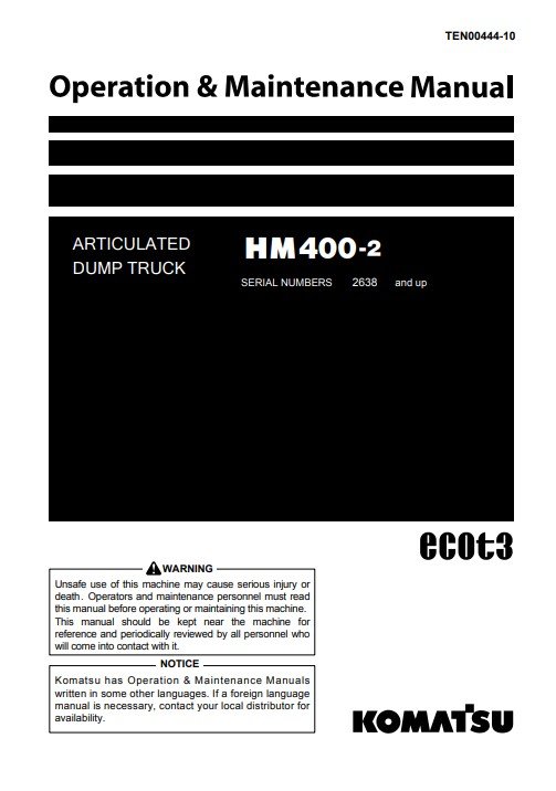 Komatsu HM400-2 Japan Dump Truck Operation and Maintenance Manual - Image 2
