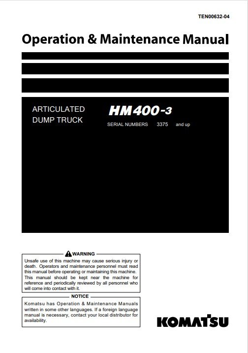 Komatsu HM400-3 Japan Dump Truck Operation and Maintenance Manual - Image 2