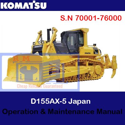 Operation and maintenance manual for the Komatsu D155AX-5 bulldozer, showcasing essential guidelines and specifications