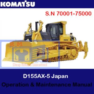 Komatsu D155AX-5 Bulldozer Operation and Maintenance Manual cover featuring the model and key operational guidelines