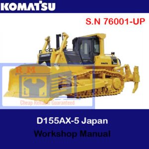 Workshop manual for the Komatsu D155AX-5 Bulldozer, displaying technical drawings and operational guidelines