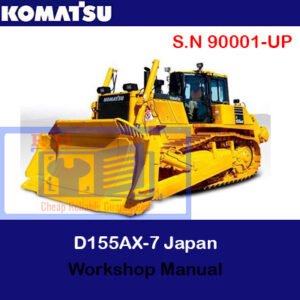 Workshop manual for the Komatsu D155AX-7 bulldozer, displaying technical drawings and essential maintenance information