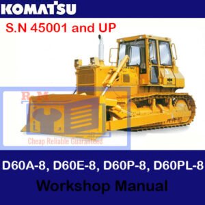 Comprehensive workshop manual for Komatsu D60A-8, D60E-8, D60P-8, and D60PL-8 bulldozers, detailing operational procedures and parts