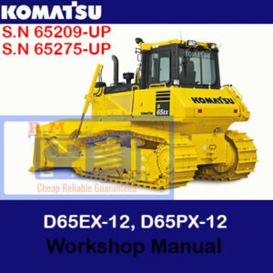 Komatsu D65EX-12 and D65PX-12 bulldozer workshop manual, displaying essential maintenance procedures and troubleshooting tips