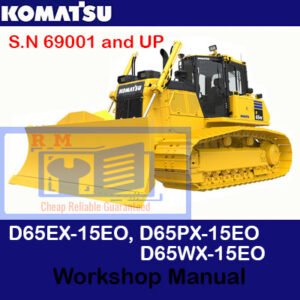 Technical workshop manual for Komatsu D65EX-15EO, D65PX-15EO, and D65WX-15EO bulldozers, detailing maintenance procedures