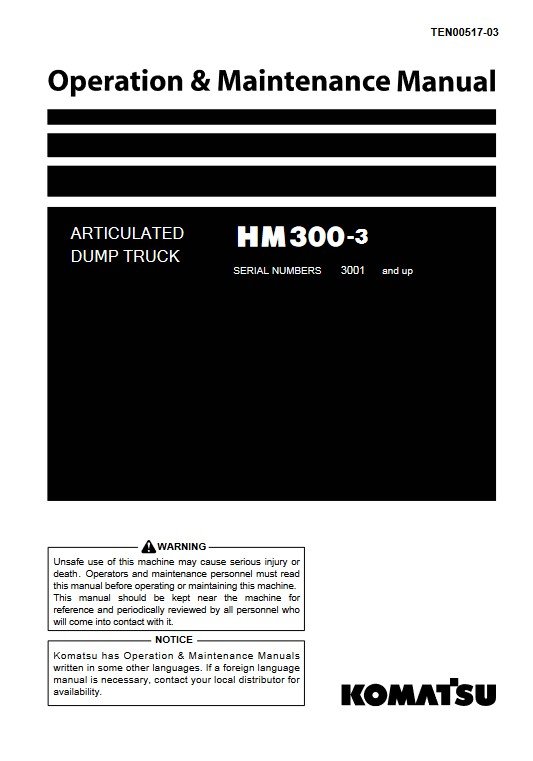 Komatsu HM300-3 Japan Dump Truck Operation and Maintenance Manual - Image 2