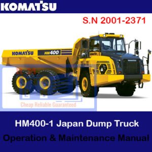 Technical documentation for Komatsu HM400-2 Japan dump truck, detailing operation, maintenance, and troubleshooting information