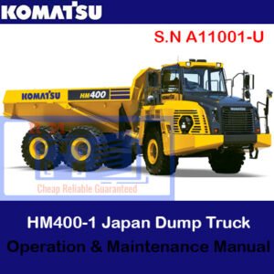 Komatsu HM400-2 USA Dump Truck operation and maintenance manual, displaying the truck with essential operational guidelines