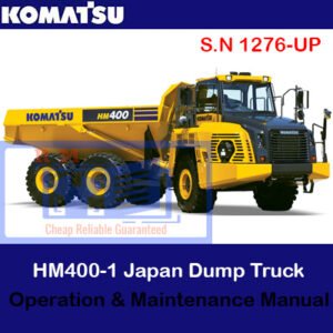Workshop manual for the Komatsu HM300-2 dump truck, displaying technical drawings and essential maintenance information