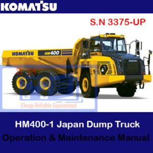 Komatsu HM400-3 dump truck operation and maintenance manual, displaying the truck and essential maintenance details