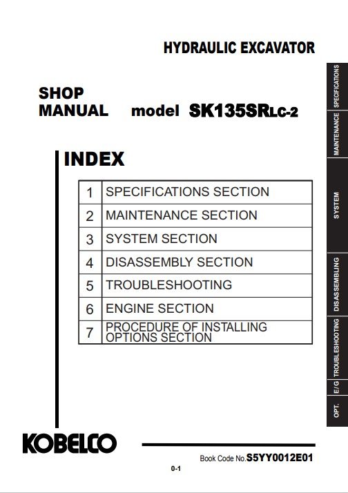 Kobelco SK135SR-LC-2 Excavator Workshop Manual - Image 2