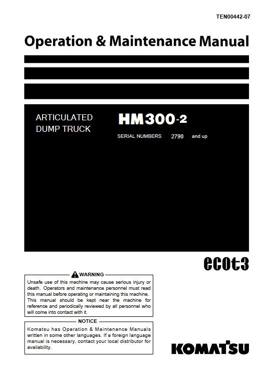 Komatsu HM300-2 Japan Operation and Maintenance Manual - Image 2