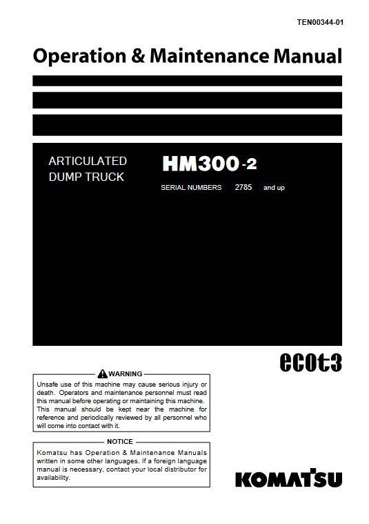 Komatsu HM300-2 Japan Dump Truck Operation and Maintenance Manual - Image 2