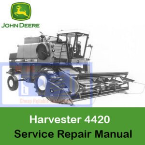 John Deere 4420 Harvester Parts Manual, showcasing the title and illustrations of various harvester components