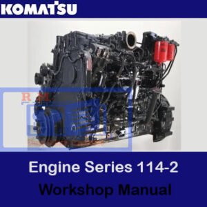 Komatsu 114-2 Engine Series Workshop Manual, displaying a detailed cover with engine schematics and repair instructions