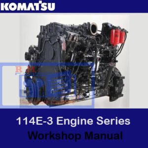 Komatsu 114E-3 Engine Series workshop manual with a detailed cover image, highlighting engine components and repair instructions
