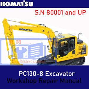 Komatsu PC130-8 Excavator Workshop Repair Manual cover featuring the model and technical illustrations