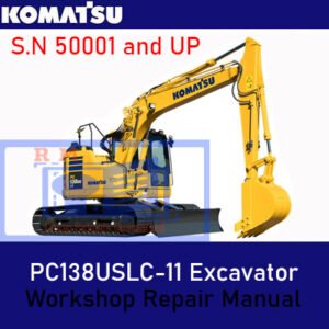 Komatsu PC138USLC-11 Excavator Workshop Repair Manual cover featuring the model and technical illustrations