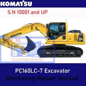 Komatsu PC160LC-7 Excavator Workshop Repair Manual showcasing the model name and essential repair information