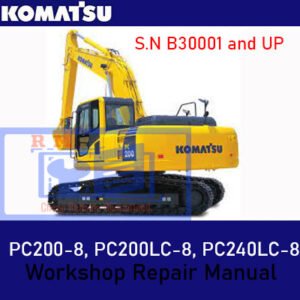 Comprehensive repair manual for Komatsu PC200-8, PC200LC-8, and PC240LC-8, covering essential maintenance and troubleshooting