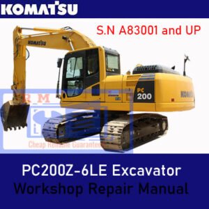 Komatsu PC200Z-6LE Excavator Workshop Repair Manual cover featuring technical illustrations and detailed repair instructions