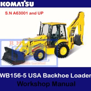 Workshop manual for the Komatsu WB156-5 USA Backhoe Loader, displaying the model name and essential information