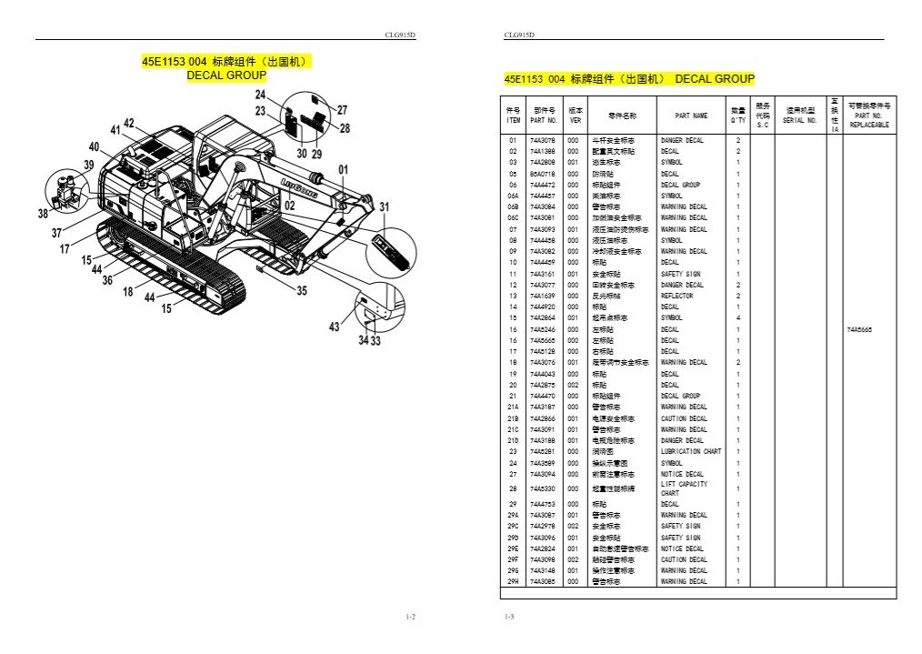 Liugong CLG915D Excavator Parts Manual - Image 4