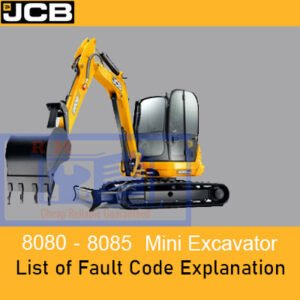 JCB 8080-8085 Mini Excavator fault code guide, outlining various error codes and their descriptions