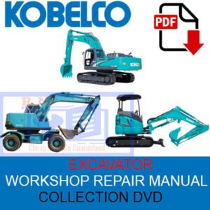 Kobelco workshop manual cover featuring technical diagrams and instructions for machinery maintenance and repair