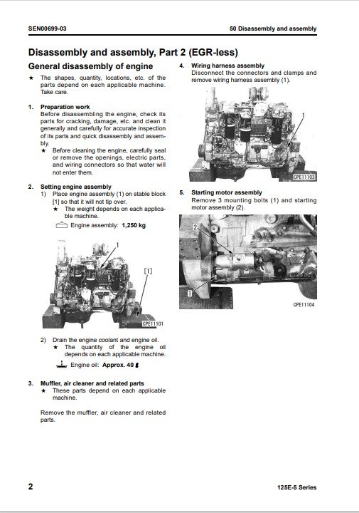 Komatsu 125E-5 Engine Series Workshop Manual - Image 4