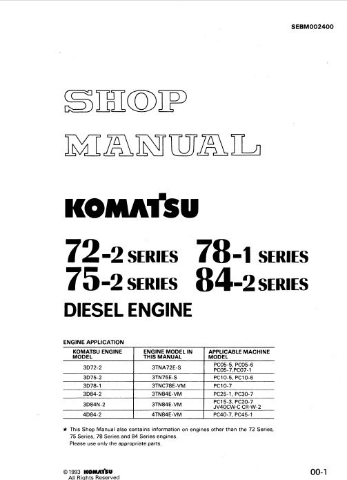 Komatsu 3D72-2, 3D75-2, 3D78-1, 3D84-2 Engine Series Workshop Manual - Image 2