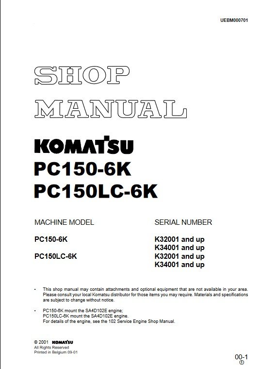 Komatsu PC150-6K , Komatsu PC150LC-6K Workshop Repair Manual - Image 2