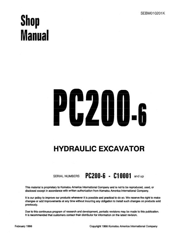 Komatsu PC200-6 Excavator Workshop Repair Manual - Image 2