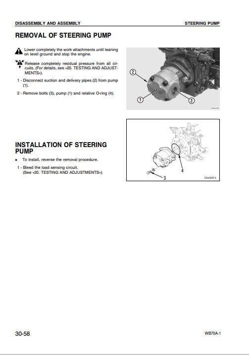 Komatsu WB70A-1 Backhoe Loader Workshop Manual - Image 3