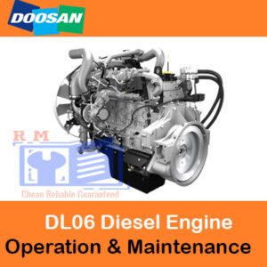 Doosan DL06 Diesel Engine Operation and Maintenance Manual cover featuring technical illustrations and detailed instructions