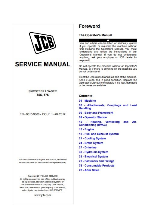 JCB 155 JCB 175 Skid Steer Service Repair Manual - Image 2