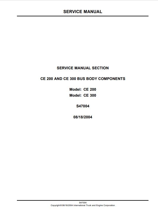 International Bus CE200, CE300 Body Components Manual - Image 2