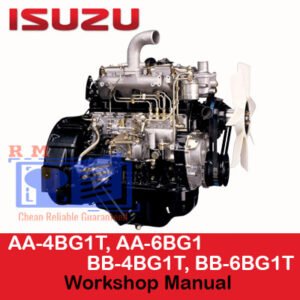 Workshop manual cover for Isuzu AA-4BG1T, AA-6BG1, BB-4BG1T, and BB-6BG1T industrial engines