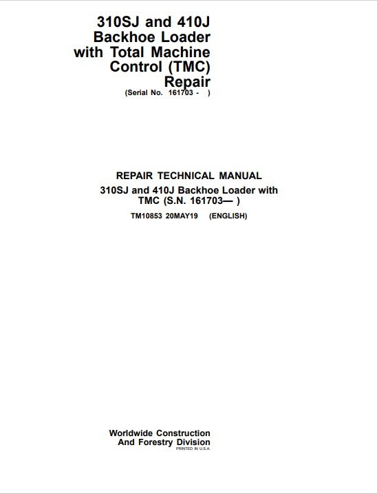 John Deere 310SJ and John Deere 410J Backhoe Loader Repair Technical Manual - Image 2