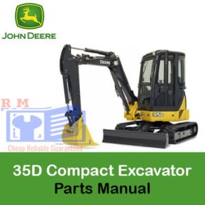 Comprehensive parts catalog for the John Deere 35D Compact Excavator, including detailed illustrations and part numbers
