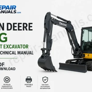 John Deere 50G Compact Excavator technical repair manual cover, outlining maintenance and repair instructions