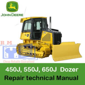 Comprehensive repair manual for John Deere 450J, 550J, and 650J Crawler Dozers, featuring detailed technical instructions